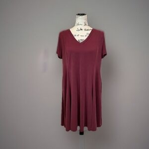 Torrid Casual Dress V-Neck Short Sleeve A-Line‎ Maroon Plus Size 0